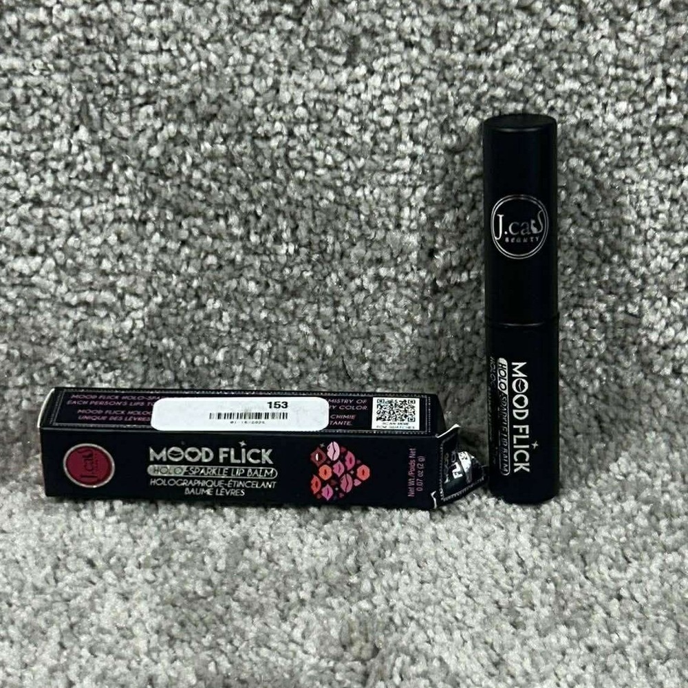 J.Cat Beauty Mood Flick Lip Balm Wishy Washy Holo‎ Sparkle Pink 0.07oz